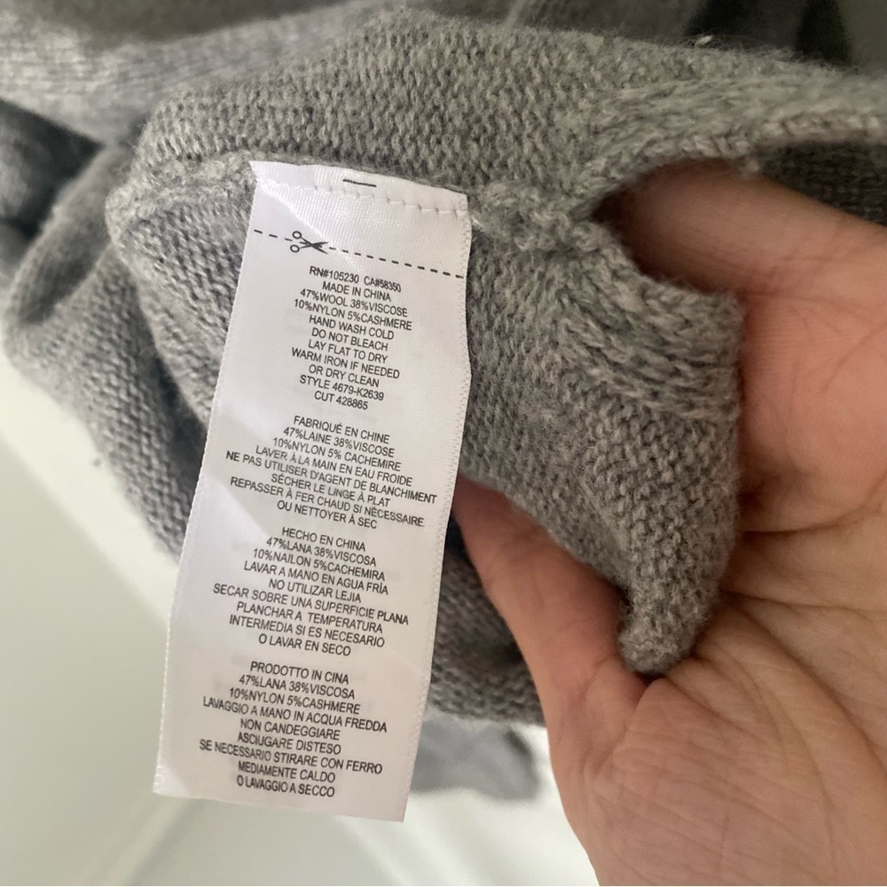Joie Heather Grey Larken Cashmere + Wool Blend Drawstring Sweater Small - Picture 7 of 7